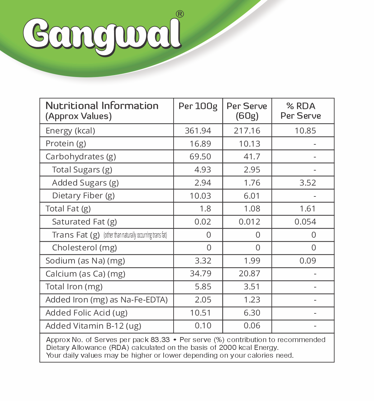 Gangwal Atta S (100% Sharbati Chandrausi Wheat Flour 5Kg)