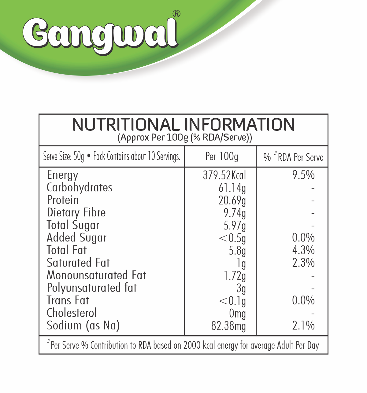 Gangwal Besan Sada (Gram Flour) 500gm Pack