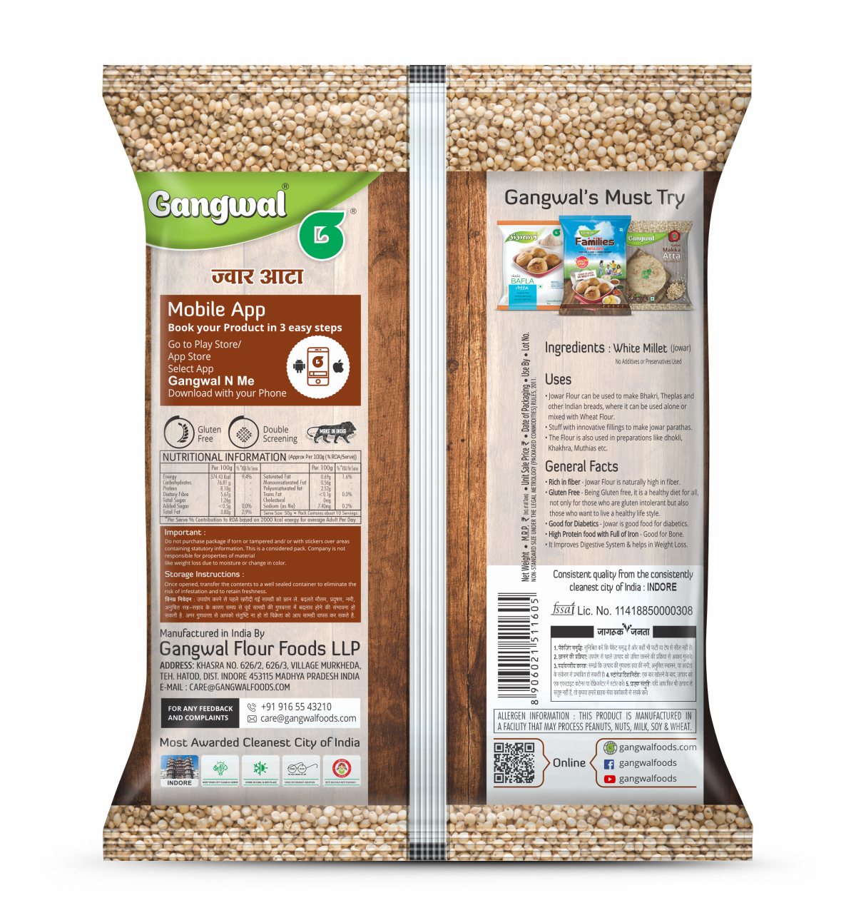Gangwal Jowar Aata 500gm Pack