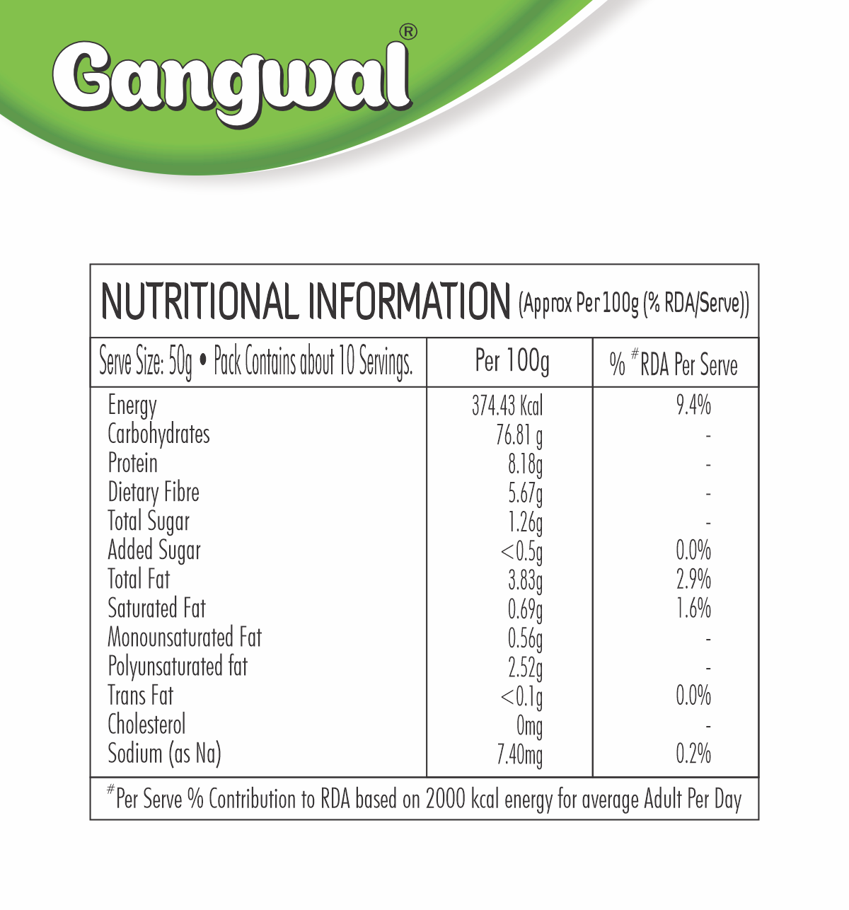 Gangwal Jowar Aata 500gm Pack