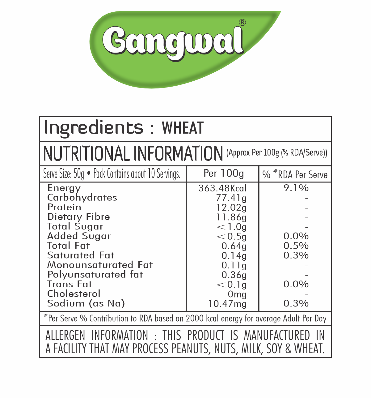 Gangwal Dalia (Thulli / Crush Wheat) 500gm Pack