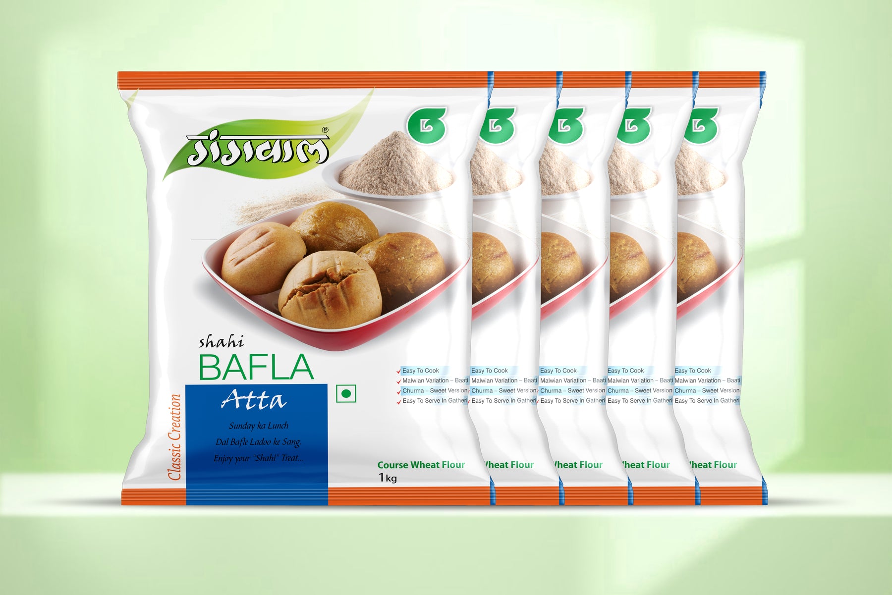 Gangwal Shahi Bafla Batti Aata 1kg Pack of 5