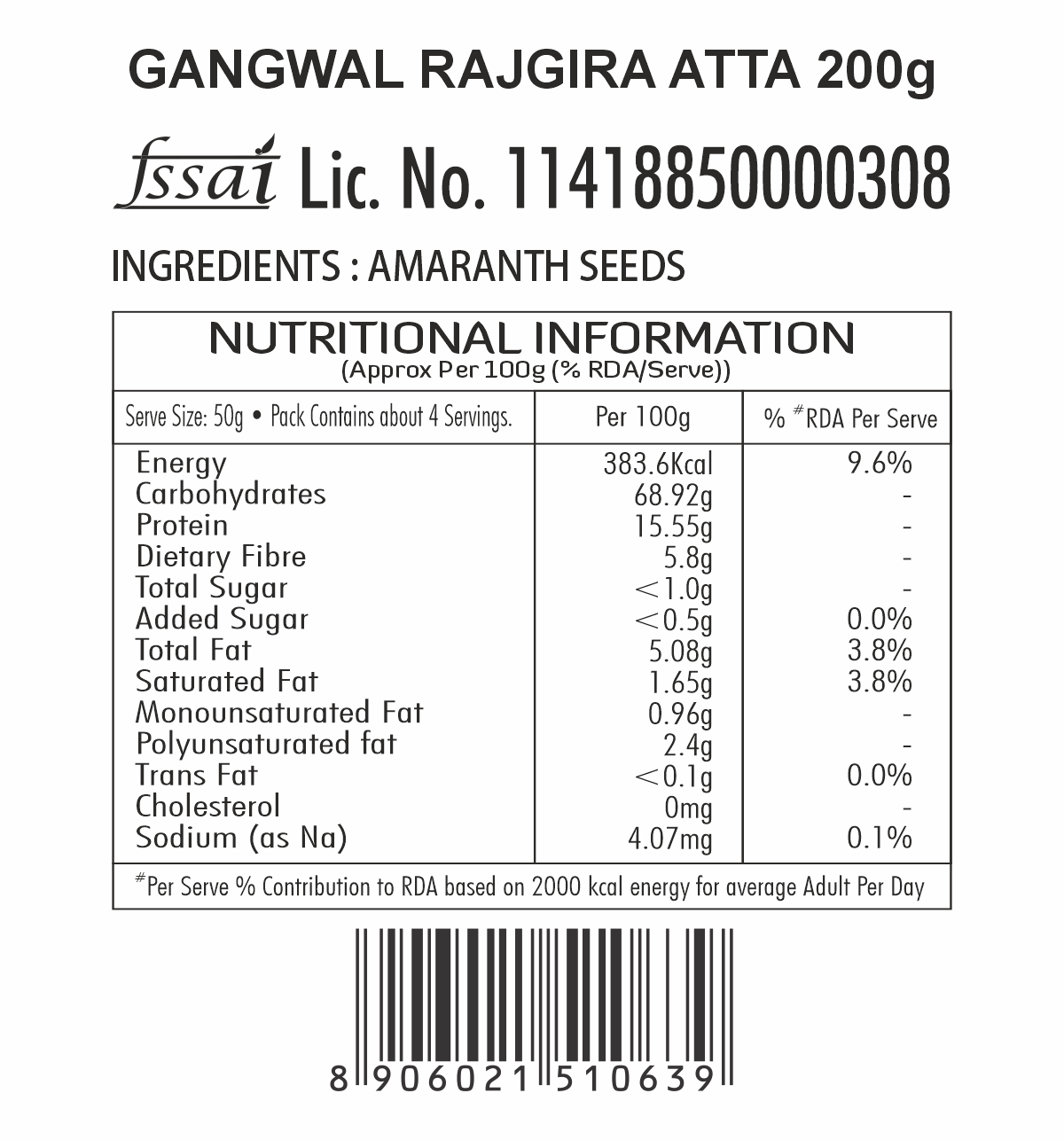 Gangwal Combo Pack of Rajgira Atta 200g & Singhada Atta 200g