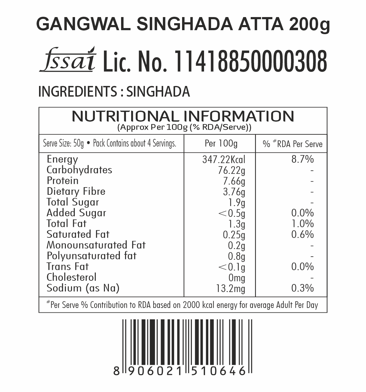 Gangwal Combo Pack of Rajgira Atta 200g & Singhada Atta 200g
