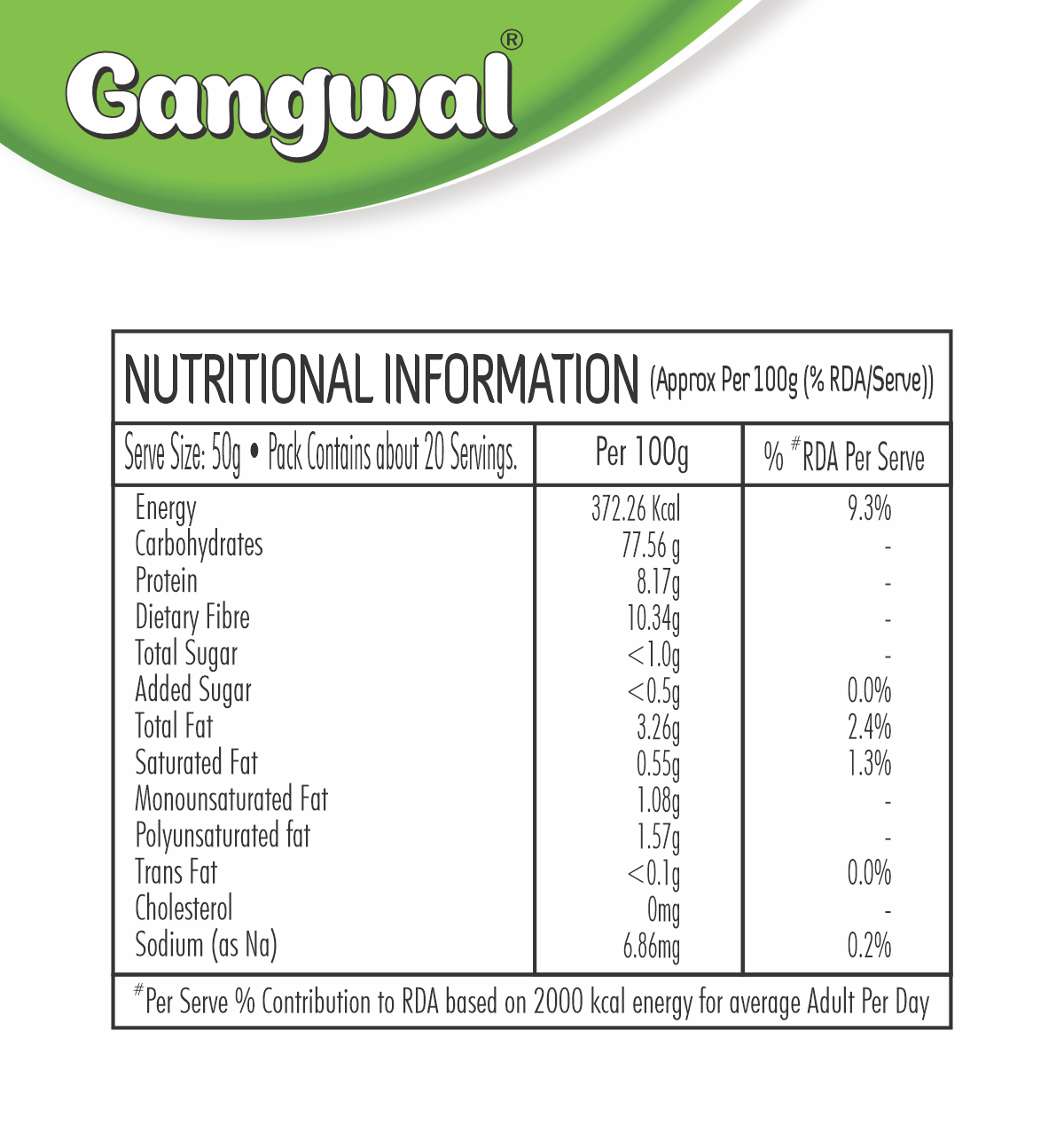 Gangwal Makka Aata Yellow Maize Flour 1Kg Pack